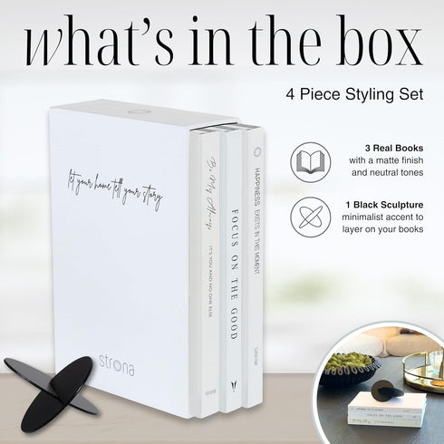 Set 3 STRONA Book Decor Real Decorative Books for Home Dcor, Coffee Table & Bookshelf Styling with Confidence, Designer