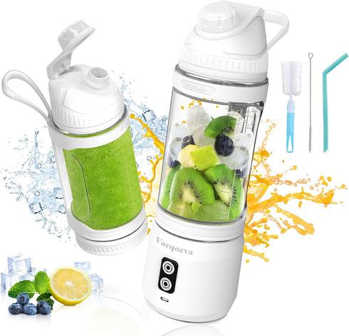 Portable Blender for Shakes and Smoothies, 24oz Travel Blender, 300W Type-C Rechargeable with Travel Lid