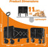 Exovyn 360lbs Collapsible Wagon Cart Foldable, Portable Folding Wagon with Wheels, Foldable Wagon Carts Utility