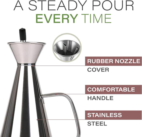 17 oz 500ML 0.5 Olietta Olive Oil Dispenser Bottle Gold Stainless Steel Non Drip Leak Proof No Mess Vinegar Pourer