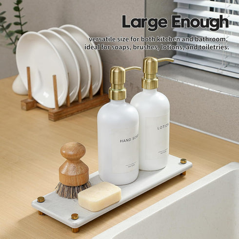 Razborci Counter 12.5" 4.5" Water Absorbing Stone Sink Caddy Kitchen Sink Organizer Tray, Diatomite Bathroom Tray, Gold