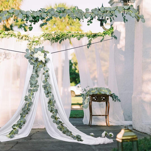 DearHouse 4Pack Faux Silk Eucalyptus Garland, Handmade Greenery Vines for Wedding Backdrop Arch Wall Decor