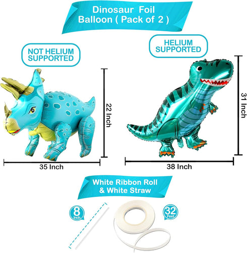 KatchOn Giant Blue Dinosaur Balloons, 38 Inch Pack of 2 Mylar Balloons for Birthday Party Decor