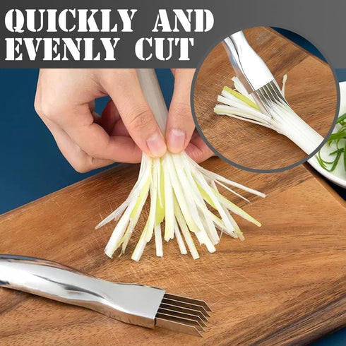 2pcs Shred Silk The Knife, 2024 New Stainless Steel Chopped Green Onion Knife, Sharp Scallion Shredding Cutter, Kitchen Vegetable Cutter Household Multifunctional Food Slicer by Hannahcos