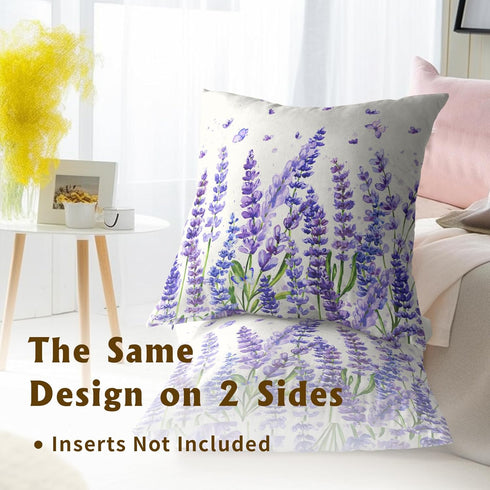 Sweetshow Spring/Summer 18 18 Inches Set 2 Purple Lavender Pillowcovers Purple Flowers Leaves Throw Pillow Covers