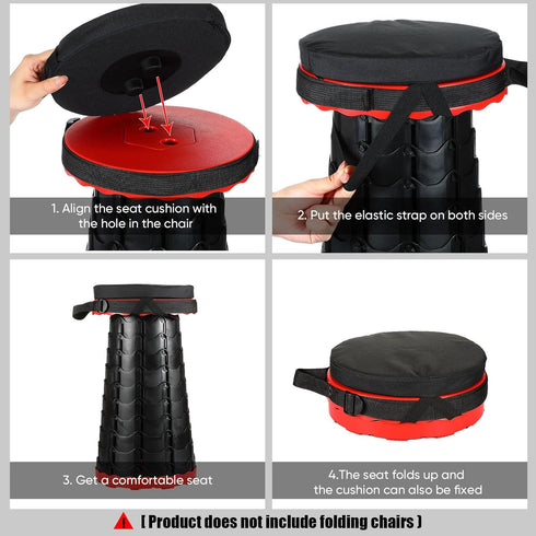 2 Suzile Pieces Telescopic Stool Cushion (Exclude Stool) with Memory Foam Retractable Folding Stool Cushion