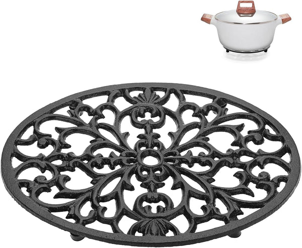 Sumnacon 1Pcs Oval Cast Iron Trivet - Antique Heat Resistant Metal Trivet for Hot Dish, Vintage Hot Plate Pad for