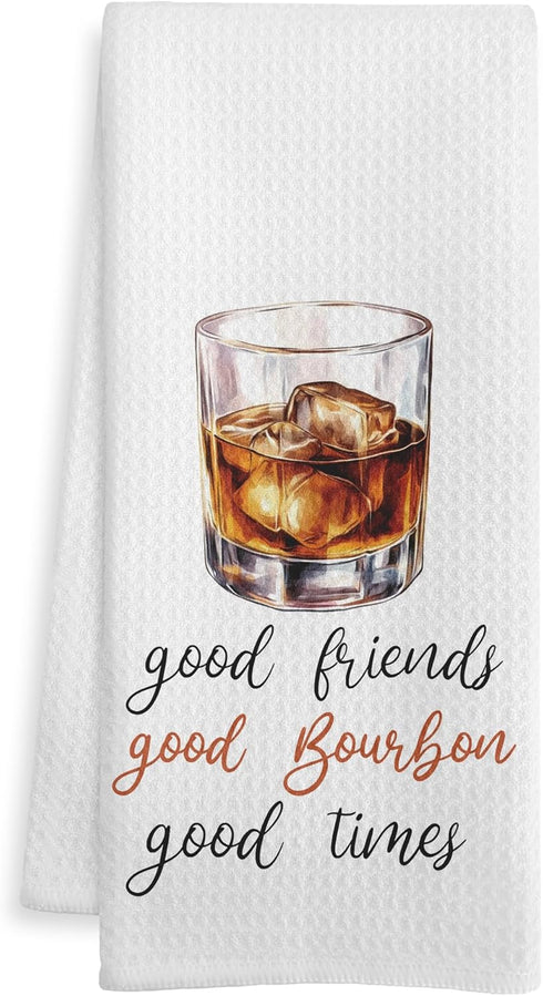 WOTYPU Bourbon Gifts Kitchen Bar Towels, Gifts for Whiskey Lovers Dish Tea Towel,