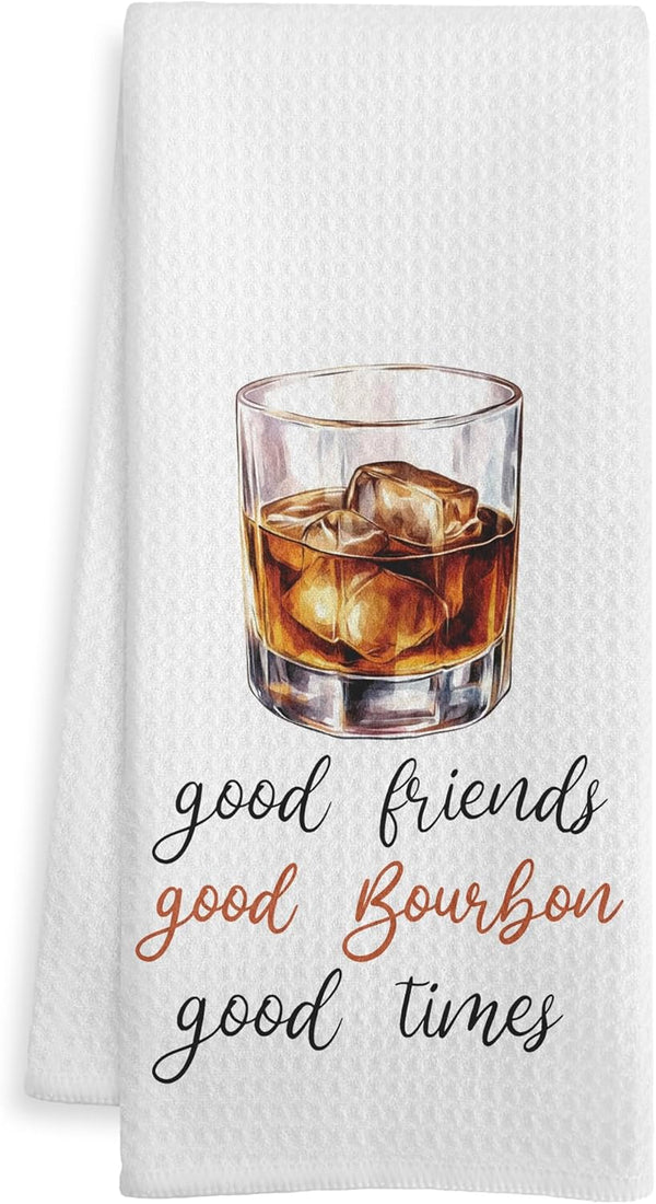 WOTYPU Bourbon Gifts Kitchen Bar Towels, Gifts for Whiskey Lovers Dish Tea Towel,