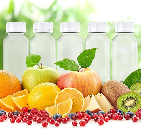 Axe Sickle 6 4 Pcs Ounce Juice Bottles Plastic Milk Bottles Bulk Beverage Containers with Tamper Evident Caps Lids