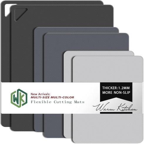 Plastic Cutting Boards for Kitchen, WK Flexible Mats, Thin Sheets, Dishwasher Safe, BPA Free, Set of 6