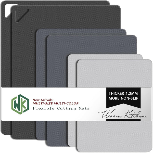 Plastic Cutting Boards for Kitchen, WK Flexible Mats, Thin Sheets, Dishwasher Safe, BPA Free, Set of 6