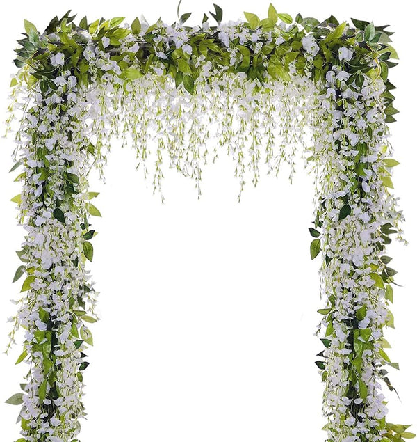 Wisteria Garland - 5Pcs Artificial Flowers Wisteria Vine, Total 33ft Fake Hanging Flower