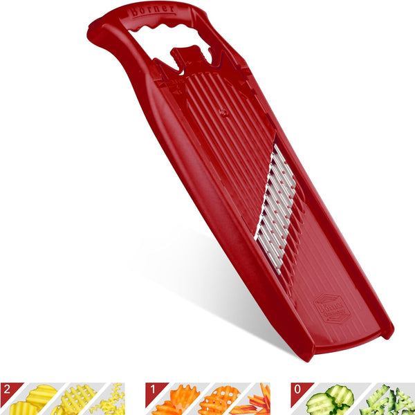 BORNER Wave Waffle PowerLine Vegetable Grater, Quality Made in Germany, Color: Red