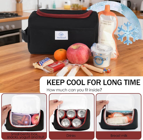 2 Packs Packs,Small Genteen Freezable Snack Bag Built with Ice Cooler Bag Insulated Bag Reusable, Zip Closure