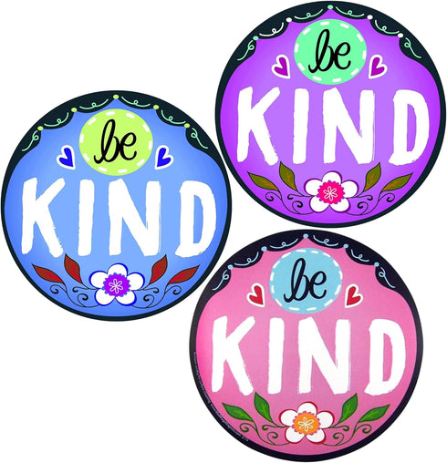 Be Kind Magnet Bundle, Floral Inspirational Decals in Blue, Pink, and Purple for Refrigerators, Cars, and Lockers
