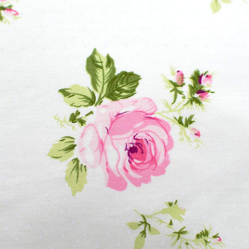 FADFAY Farmhouse Style Pillowcases, Pink Rosetta Printed Gold with Green Plaid, 100% Cotton Vintage Lace Ruffles