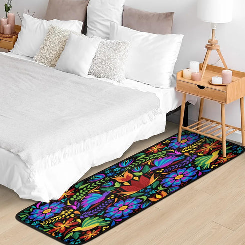 Floral Mexican Birds Kitchen Rugs, Indoor Outdoor Non Slip Kitchen Floor Mats Area Rugs Runner 40x20 in