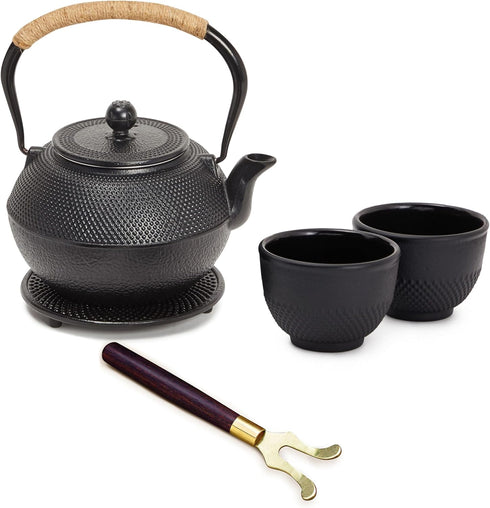 Juvale Cast Iron Teapot - 1200 mL, Black, 2 Cups - Japanese