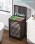 Laundry Hamper with Lid - 22.5 Gallon (85L) Bamboo Wood Clothes Basket with Lid and Handles, Brown