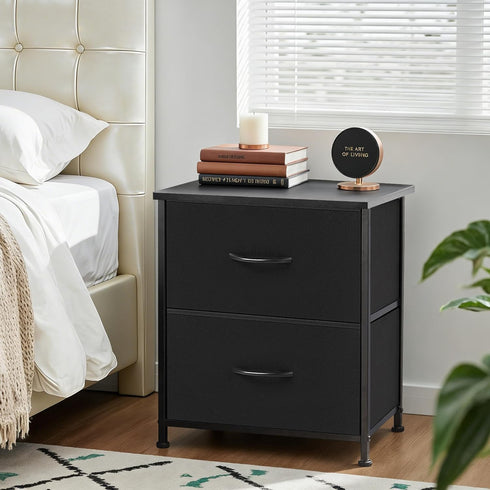 2 Closet, 11.8" 18" 20", Nightstand Upgraded, Small Drawer Dresser End Table Bedside Furniture, Wooden Top Fabric Bins