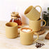 16Oz Set 4, Set MONITO Coffee Mugs of Rustic Ceramic Coffee Cups with Large Handle, Vintage Striped Stoneware Coffee