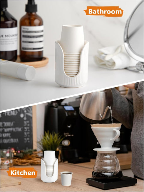 Bathroom Cup Dispenser - 3oz-4oz Ceramic Paper Cup Holder for Countertop, Mouthwash Dixie Cups Accessories