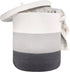 Large 60L Storage Basket with Lid, 16"Wx18"H Woven Cotton Laundry Basket, Dark Gray/Gray/White Mix