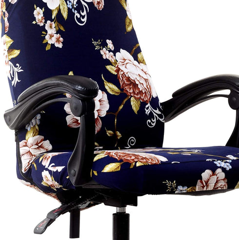 WOMACO Printed Office Chair Covers, Stretch Universal Boss Chair Covers for High Back Chair - Peony