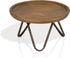 8.75 Red Co. Dia Round Decorative Wooden Pedestal Plant Stand with Metal Pin Legs, Natural Brown