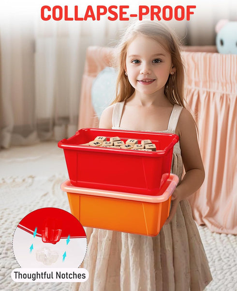 6 (6, GAMENOTE Quart Storage Bins with Lids, Plastic Latching Box for Classroom & Kids Toy Storage,Stackable Shoe Box