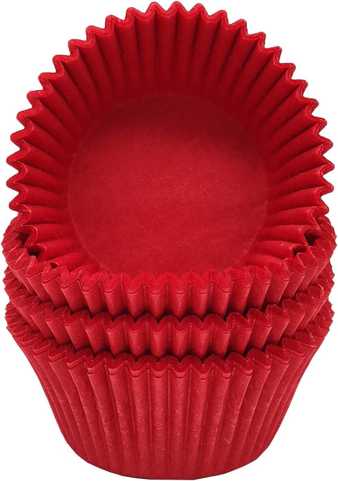 Premium Red Greaseproof Cupcake Liners, Standard Size, 100-Count Muffin Paper Baking Cups