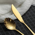 Berglander Stainless Steel Titanium Plated Flatware Serving Set, 6 Pieces, 45 Pieces Flatware with 1 Cake Server