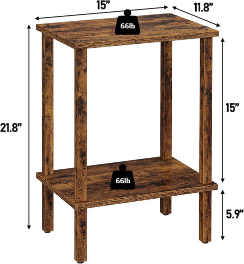 2-Tier TB01BB034C TUTOTAK End Table, Side Table, Nightstand, Storage Shelf, Sofa Side Table for Small Space, Living