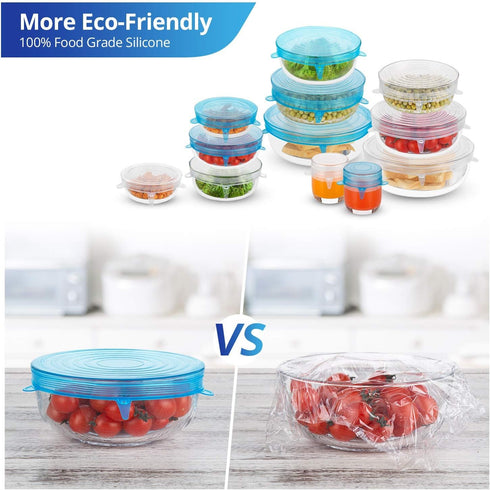 Silicone Stretch Lids, Reusable Zero Waste Silicon Container Lid Covers for Food, 6PCS, White