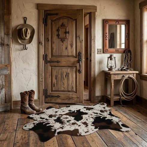 2'6''3'7'' MustMat Cow Print Rug,Faux Cowhide Area Rug for Bedroom,Nursery,Living Room,Western Party Decorations