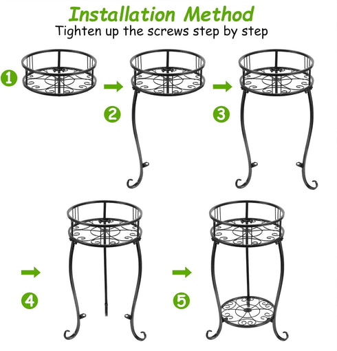 2 Potted Plant Stand Tier Metal Flower Pot Stand Anti-Rust Heavy Duty Plant Holder Shelf for Home Indoor Outdoor