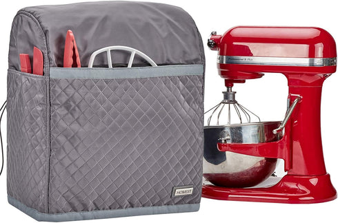 HOMEST Stand Mixer Quilted Dust Cover - Compatible with KitchenAid 6/7/8 Quart Bowl Lift, Grey