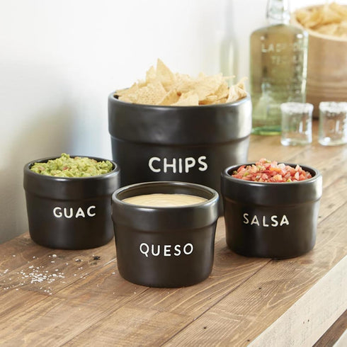 Santa Barbara Design Studio Serving Bowls Taco Night Ceramic Bowl, Small, Black - Queso by Santa Barbara Design Studio