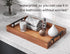 Handles,15x10in Fibogollo Acacia Wood Serving Tray with Metal Ottoman Decorative Trays Platter for Coffee Table,Living