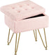 Seventable Vanity Stool Chair with Storage, Teddy Velvet Soft Ottoman, 4 Metal