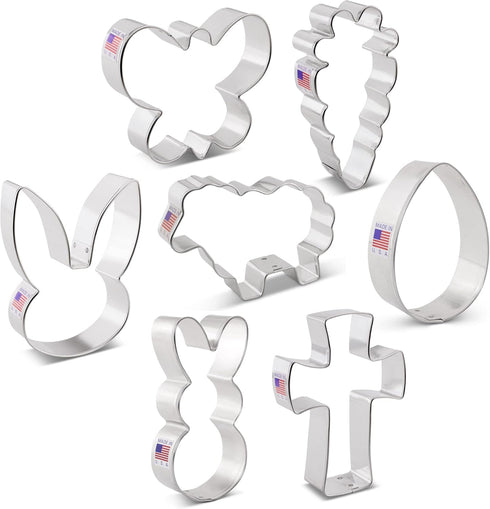 Ann Clark Easter Cookie Cutters 7-Pc Set Made in USA, Easter Bunny, Egg, Holy Cross, Carrot, Butterfly