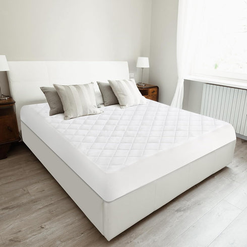Queen Mattress Pad, Quilted Waterproof Mattress Protector, Fitted Queen Size Cover, Up to 20 Inch, White