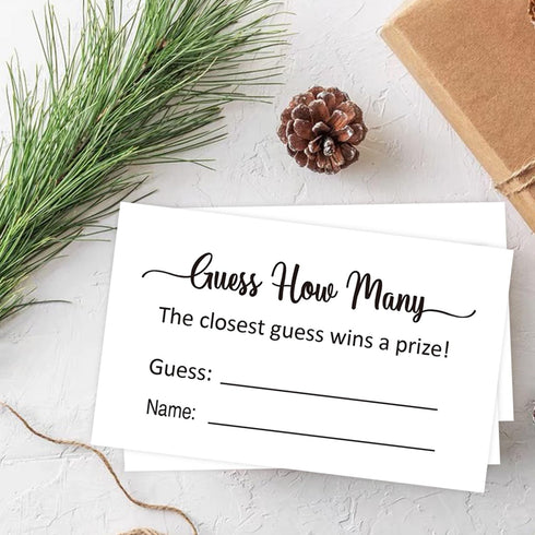 KONKAVA (50 3.5" 2" Guess How Many Game Cards, Cards) Baby Shower Game Cards (Minimalist) x