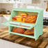 Counter, HOMEKOKO Double Layer Large Bread Box for Kitchen Wooden Large Capacity Bread Storage Bin (Mint Green)