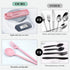 4 Sets Travel Utensils with Case, Reusable Plastic Cutlery Set for Lunch Box Accessories