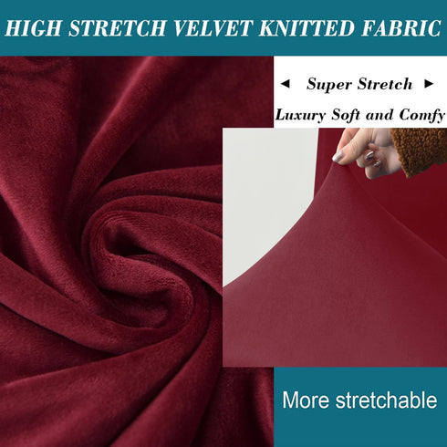 HFCNMY Ottoman Cover Square,Stretch Velvet Square Ottoman Cover Slipcover Washable with Elastic Bottom for Living Room