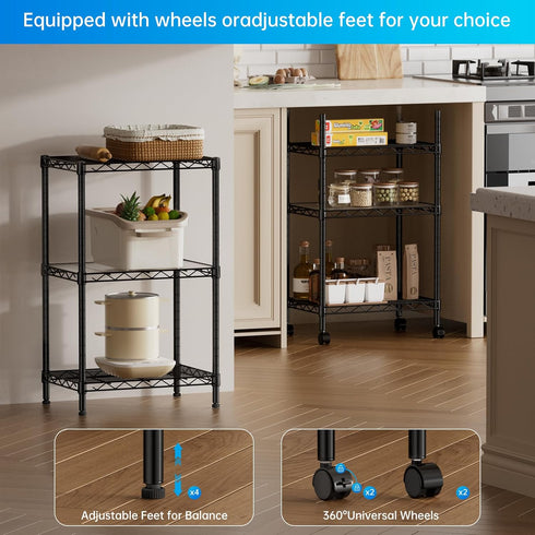 3 Pantry11.5D 17.3W 30H SINGAYE Small Shelves Storage Shelf Wire Shelving Unit Metal Shelf Adjustable Organizers
