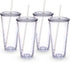 Zukro Clear Acrylic Tumbler with Straw and Lid 32 oz, Double Walled