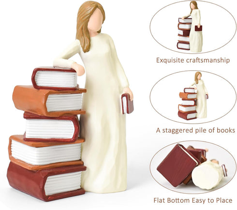 Lnrkai Book Lovers Gifts for Women, Readers, Graduates, Students, Teachers, Library Bookshelf Decor Hand-Painted